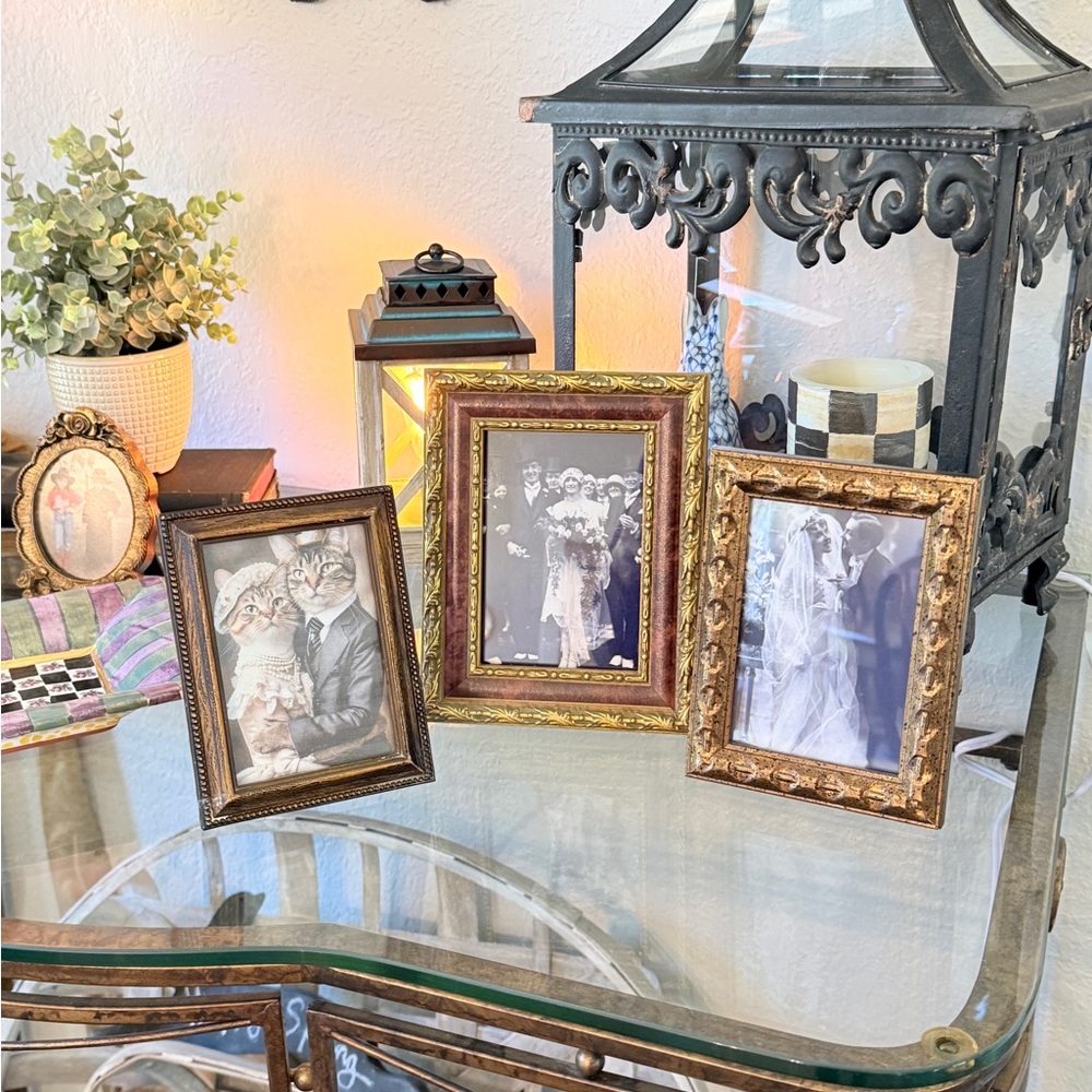 Vintage Gold and Bronze Ornate Picture Frame Set - Three Decorative Frames - Picture 10 of 16